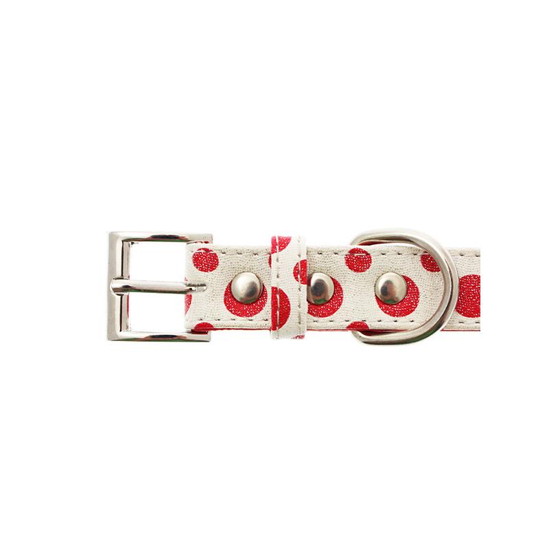 Red / White Polka Dot Glitter Silver Bone Collar & Lead Set