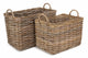 Rectangular Grey Rattan Hallway Log Basket Set 2