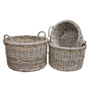 Set of 3 Round Baskets with Ear Handles