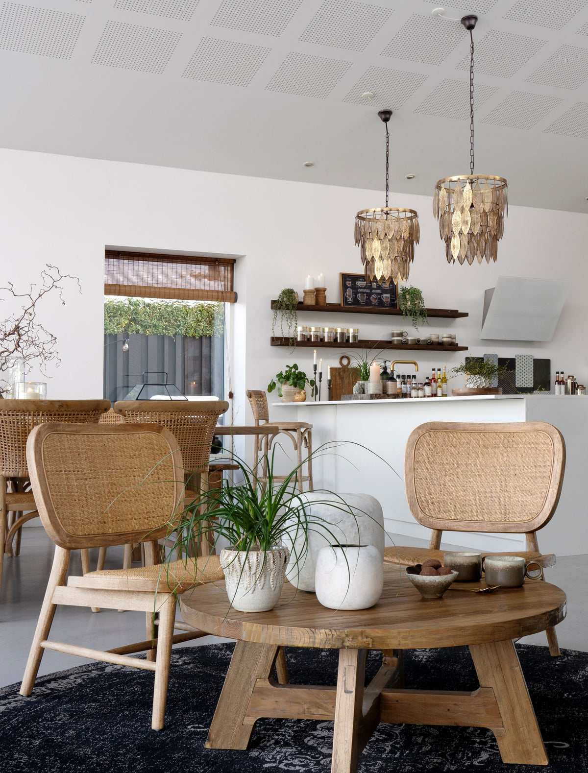 Wood & Rattan French Bar Stool – Natural