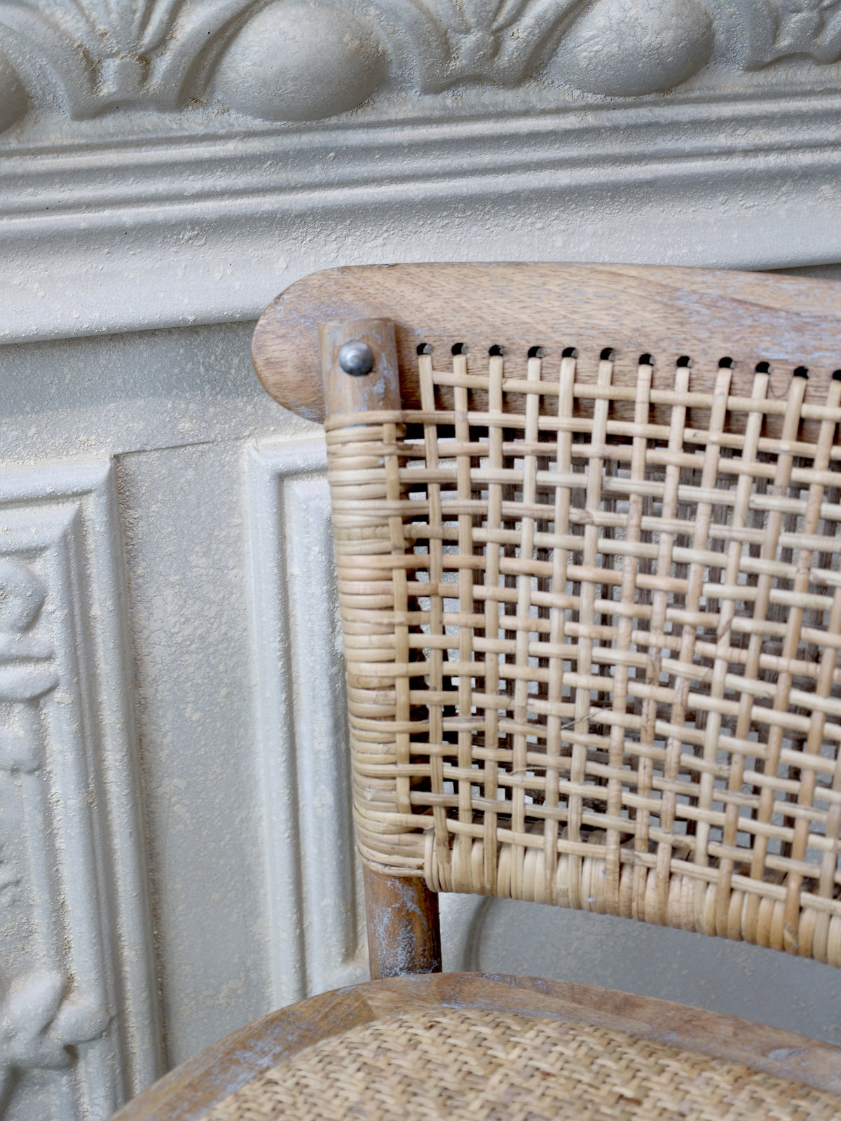 Wood & Rattan French Bar Stool – Natural