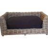 Grey Rattan Dog Bed with Cushion – Medium