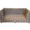 Grey Rattan Dog Bed with Cushion – Medium