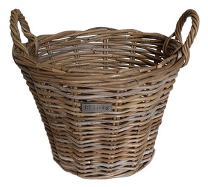 Small Round Grey Kindling or Log Basket