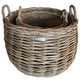 Set of 2 Round Grey Belly Log Baskets with Jute Liner