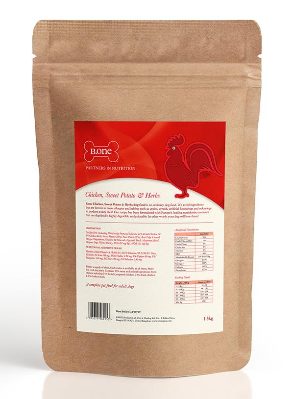 55% Chicken, Sweet Potato & Herbs - Premium Grain Free Adult Dog Food (1.5kg bag)