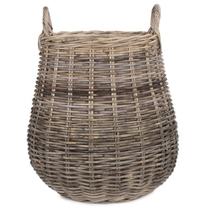 Pot-bellied Hessian Lined Rattan Log Basket