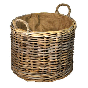 Large Wheeled Round Log Basket